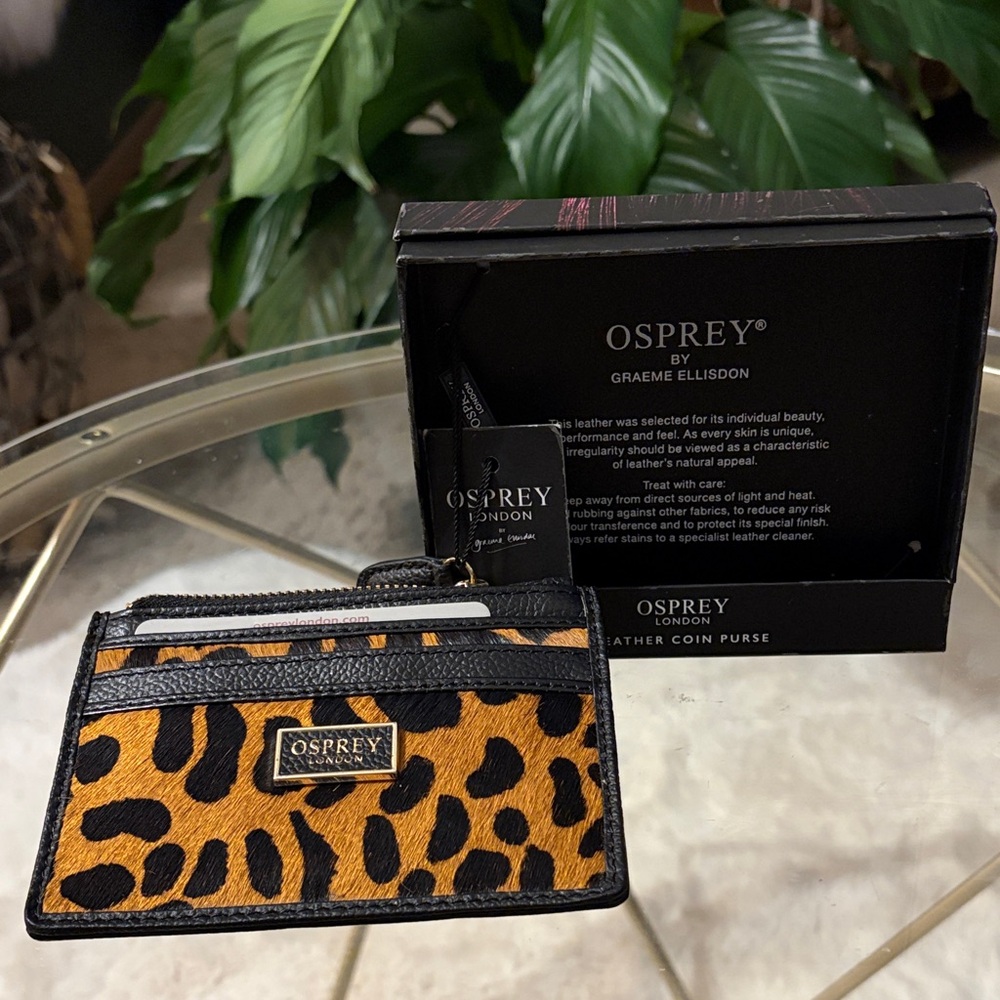 Osprey London Leopard Print Leather Card Holder